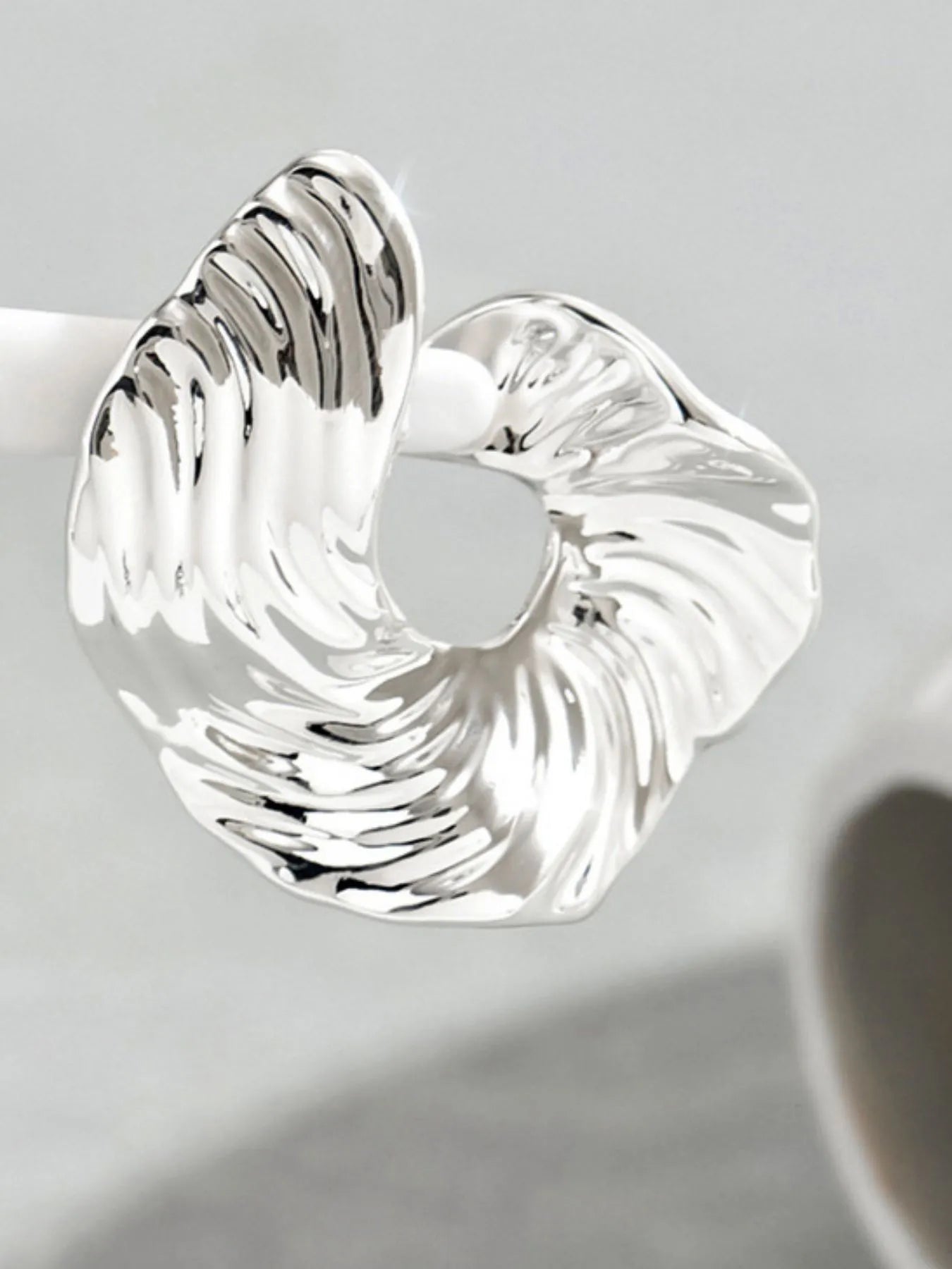 Stainless Steel Textured Irregular Earrings