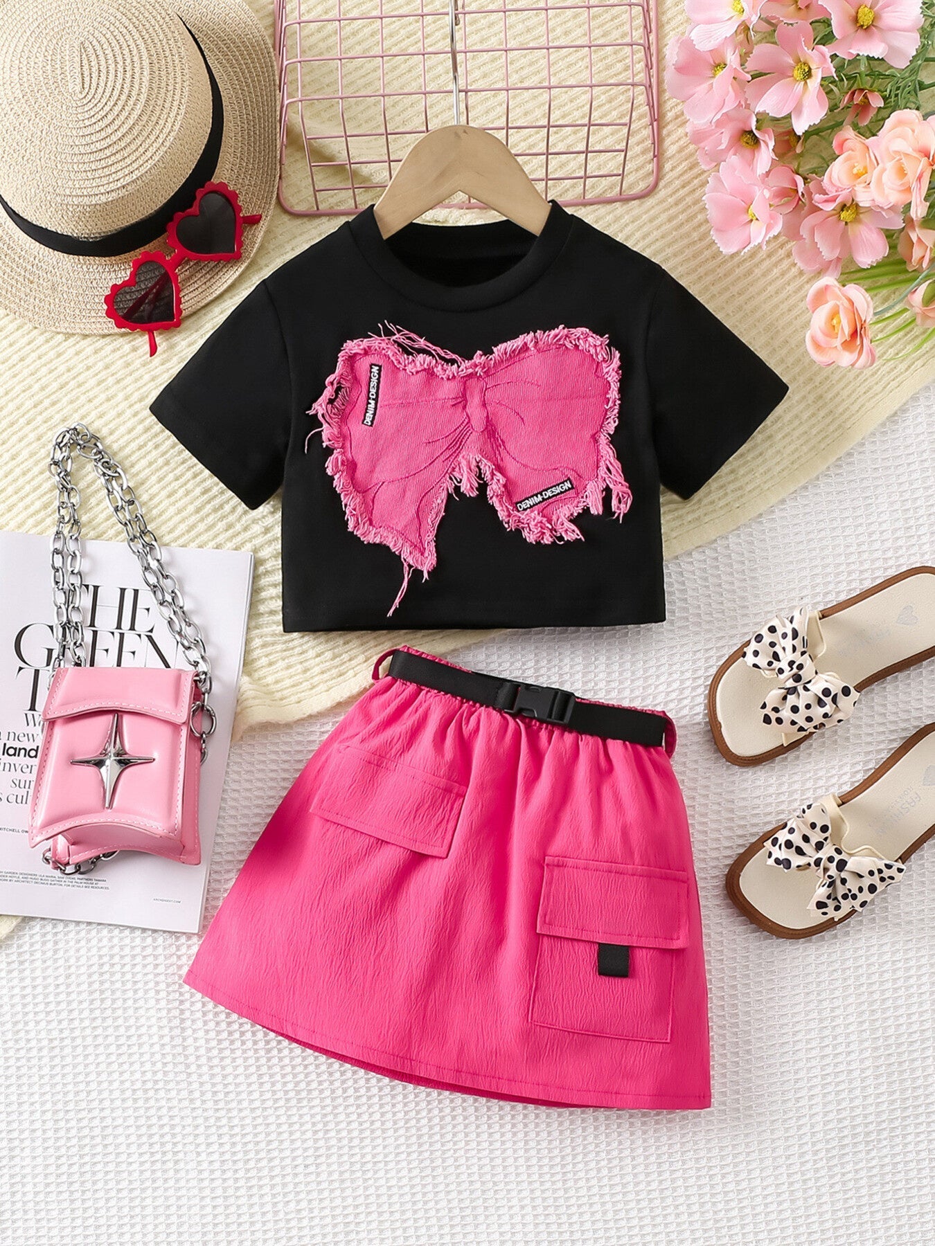 Children's Raw Hem Tee and Skirt Set
