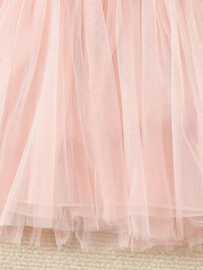 Children's Floral Cap Sleeve Tulle Dress
