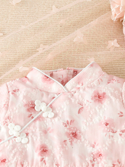 Children's Floral Cap Sleeve Tulle Dress