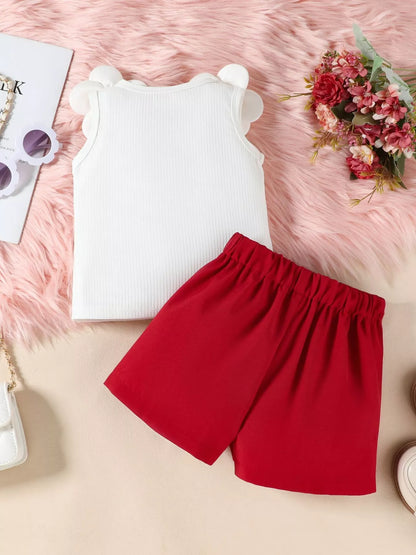 Children's Floral Top & Bow Skirt Set