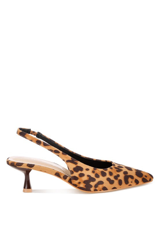 Inana Leopard Slingback Kitten Heels