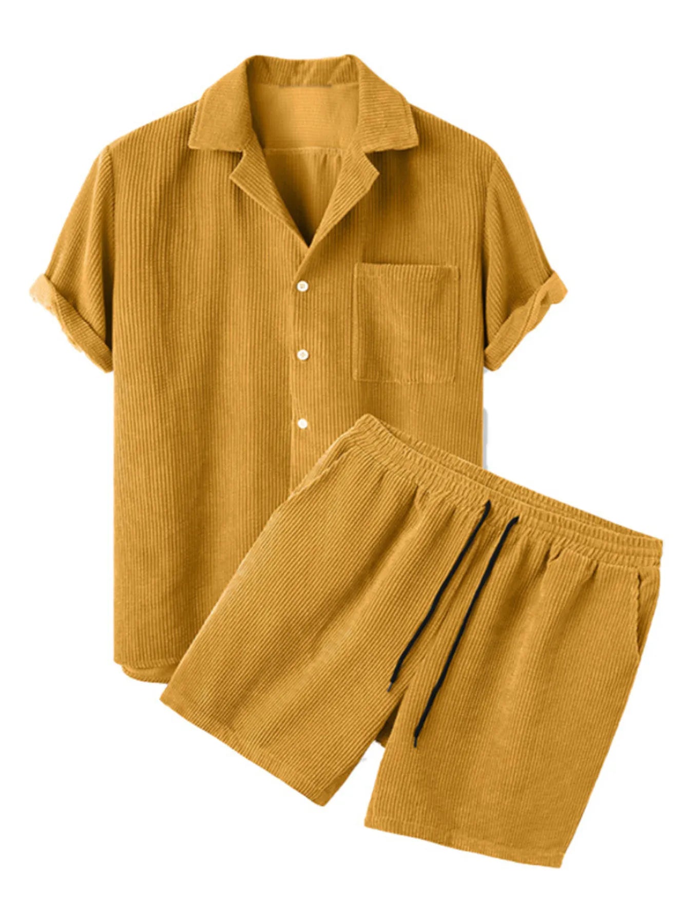 Men's Classic Textured Top and Shorts Set