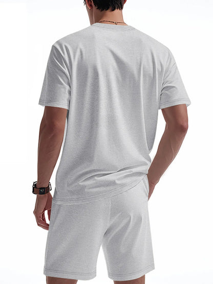 Men's Round Neck Short Sleeve Top and Shorts Set