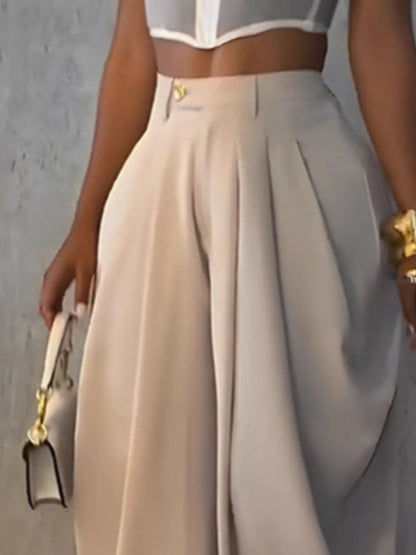 High-Waisted Wide Leg Pleated Pants