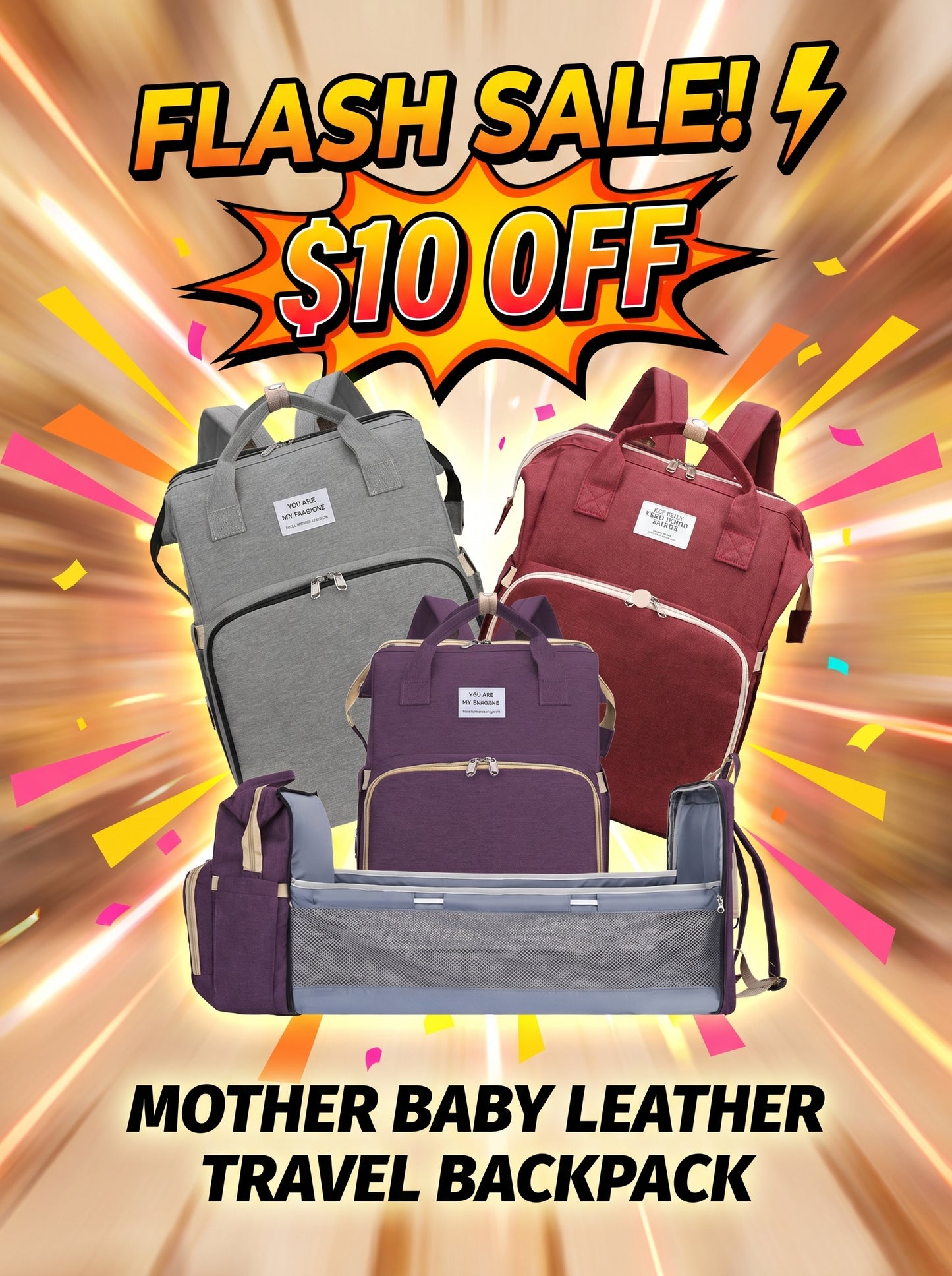 Mother Baby Leather Travel Backpack